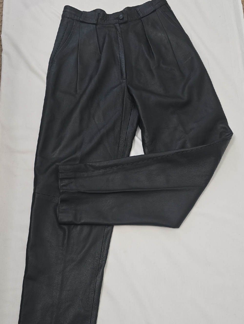 Philippe Vallereuil Black Leather Pants L